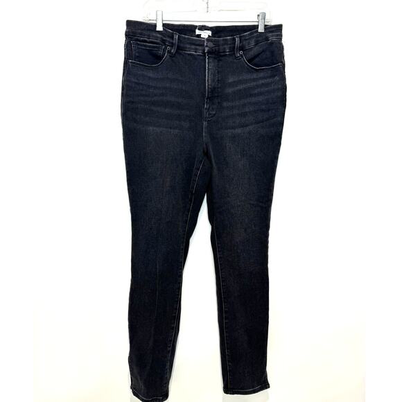 Good American Good Legs Side Slit High Waist Skinny Jeans Black150, Plus Size 16 - Picture 1 of 6